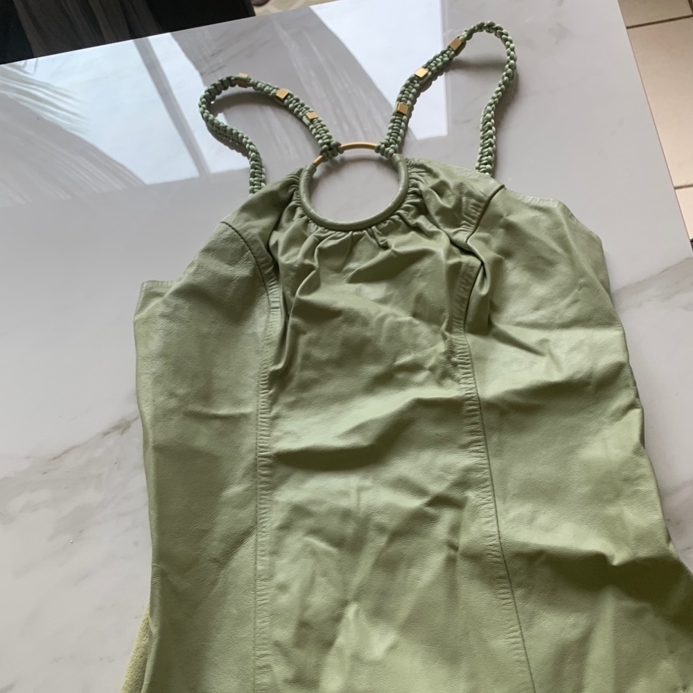 Designer leather halter top